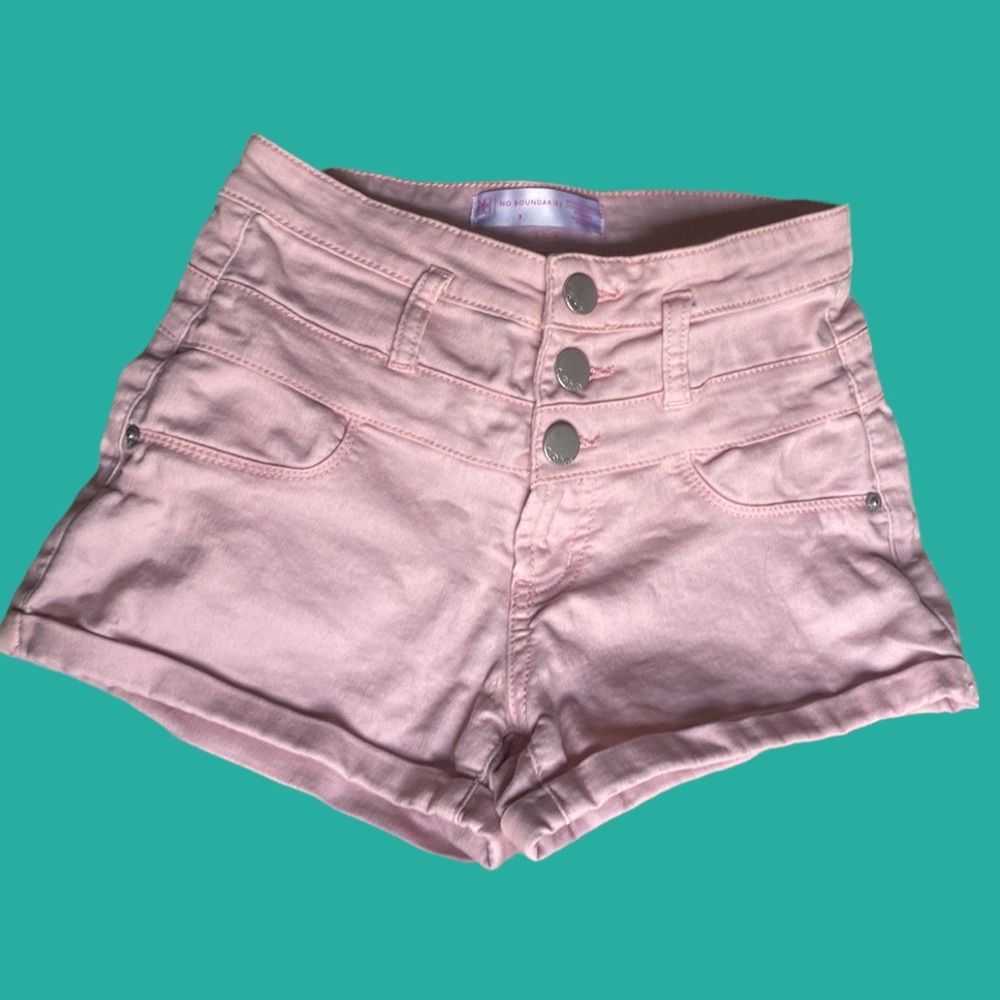 Pink denim high waisted shorts